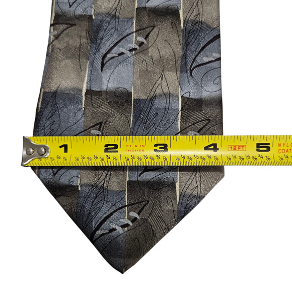 J. Garcia Silk Tie Lunch Collection Seventeen Abstract Gray Blue 4" Wide - Picture 5 of 8